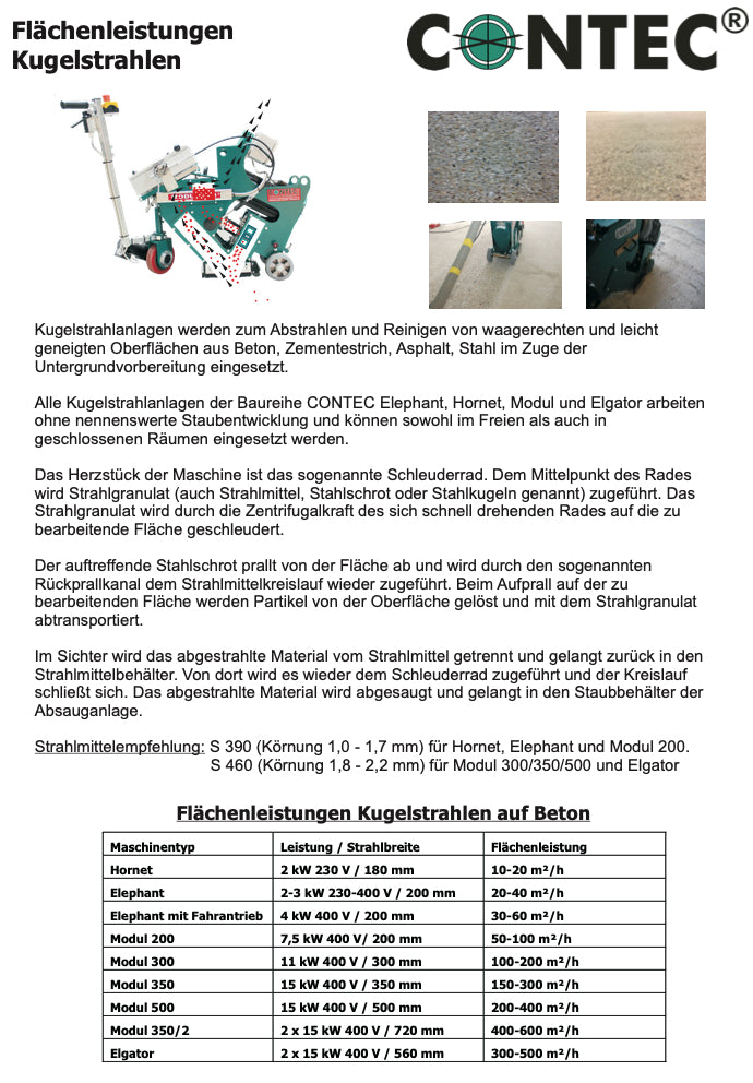 Kugelstrahlmaschine für Beton oder Asphalt Mietmaschine