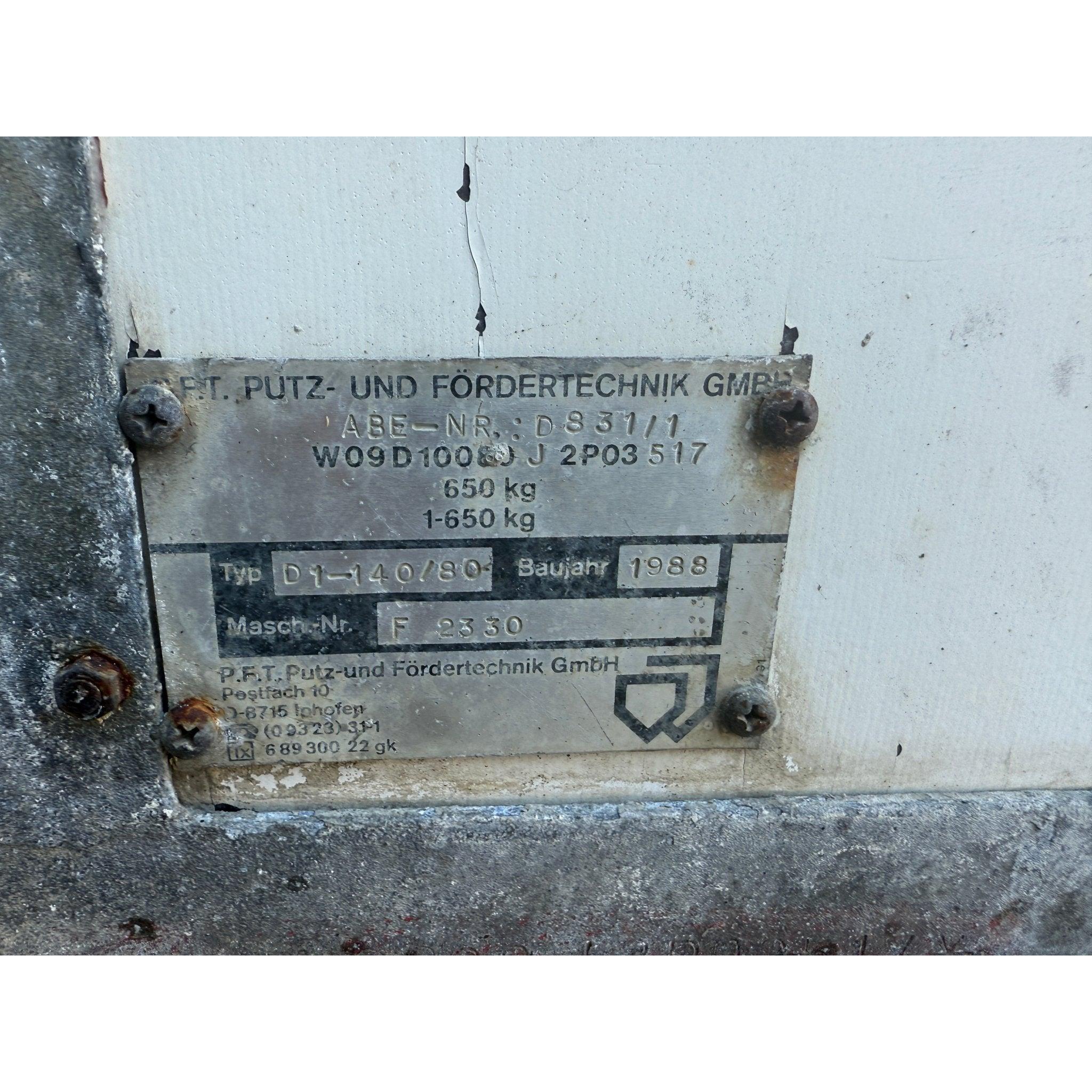 PFT Förderanlage/Silomat - Typ D1 - 140/80 - Baujahr 1988 - gebraucht - PFT - Profi.de