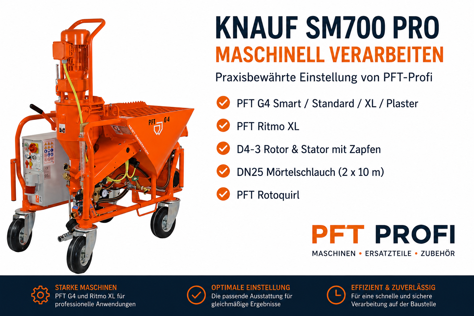 Knauf SM700 Pro maschinell verarbeiten – Die optimale Einstellung mit PFT G4 und Ritmo XL