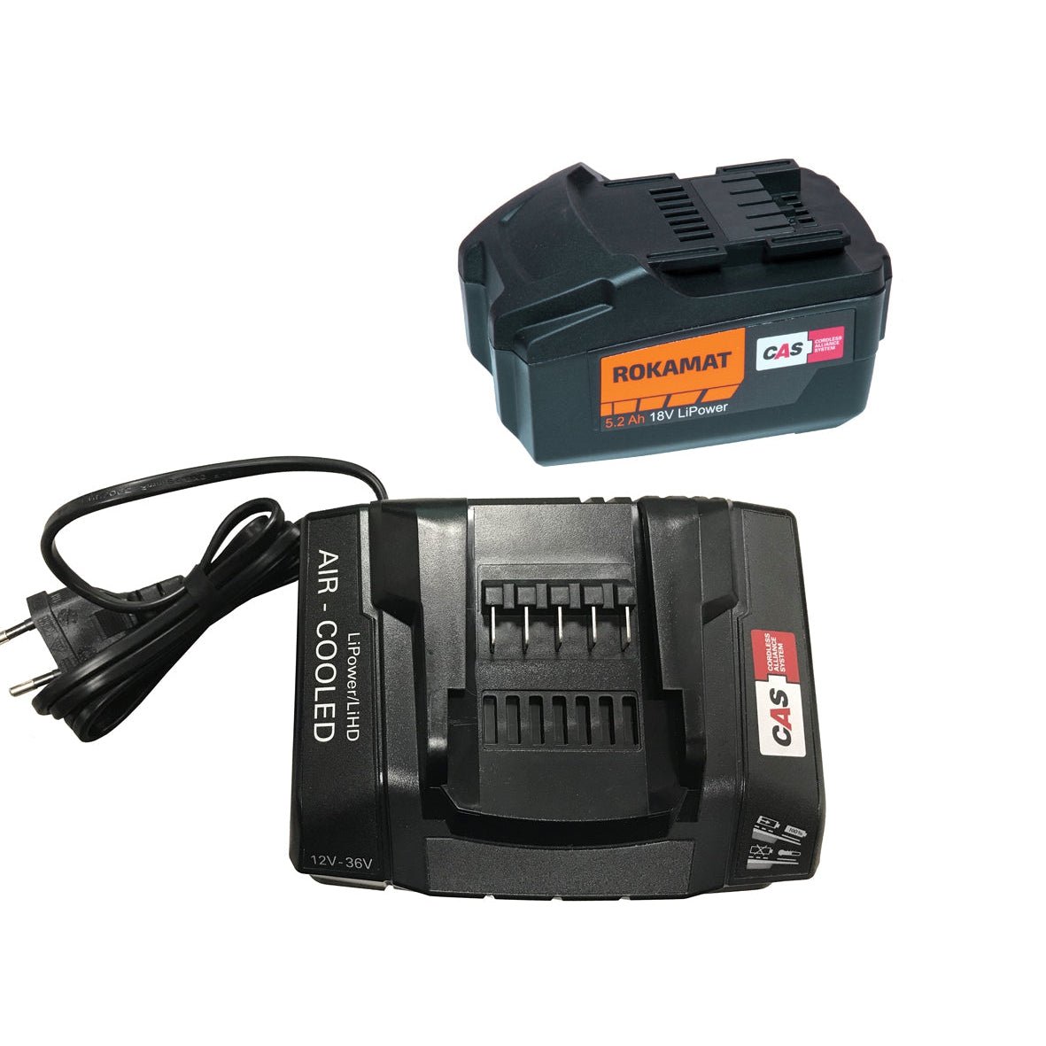 Rokamat Premium Paket Schnellladegerät ASC 145, Akkupack LiHD 18 V / 10,0 Ah